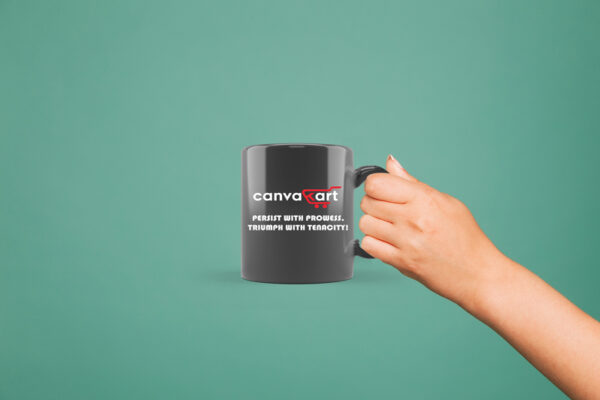 Canvakart Customized Logo with Slogan Black Coffee Mug Design